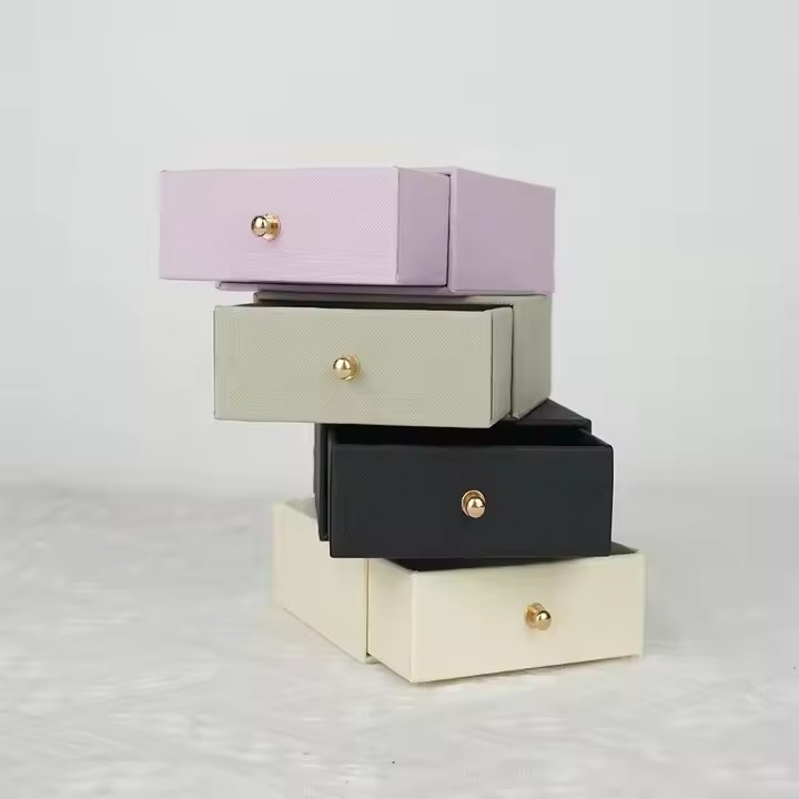 Box printing cheap custom logo drawer rigid paper necklace white jewelry gift boxes with handle
