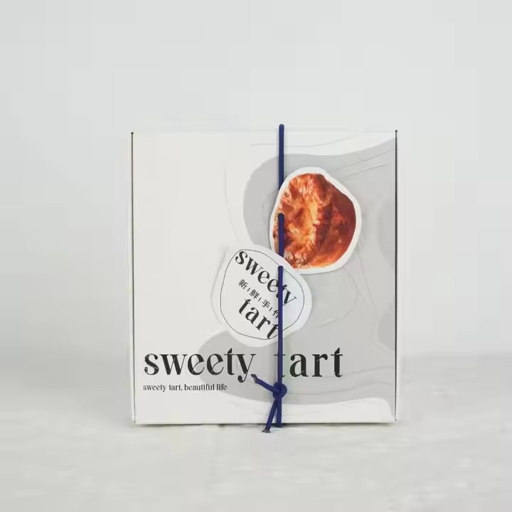 Box printing fruit egg pineapple cheese tart cake cardboard paper 4 grid packaging box with label