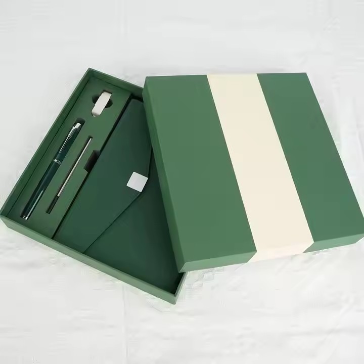 Box printing customized logo hardcover notebooks planners sets with box and pen