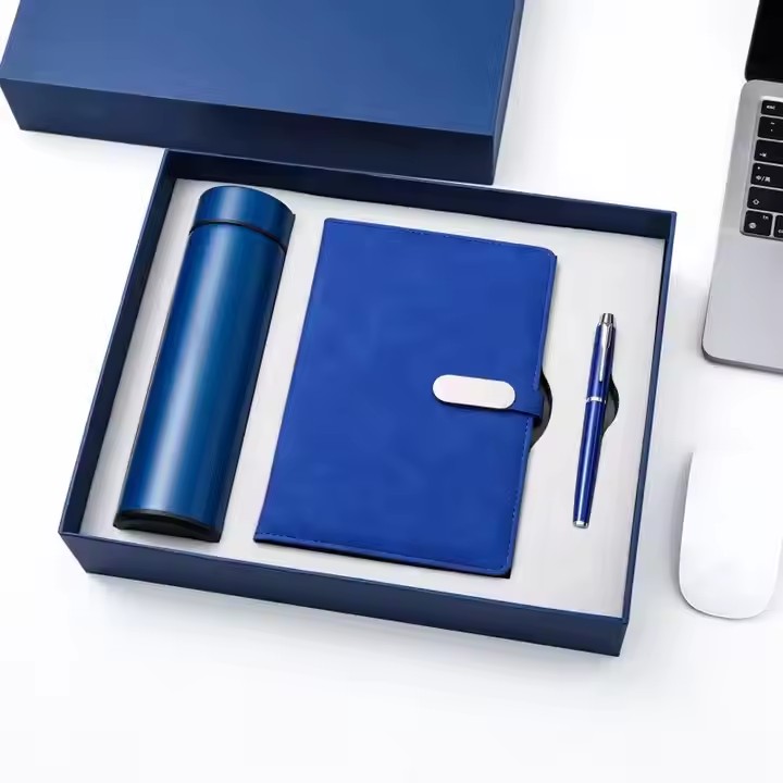 Box printing Custom luxury business company a5 diary leather notebook pen umbrella bottle gadgets set journal gift box package