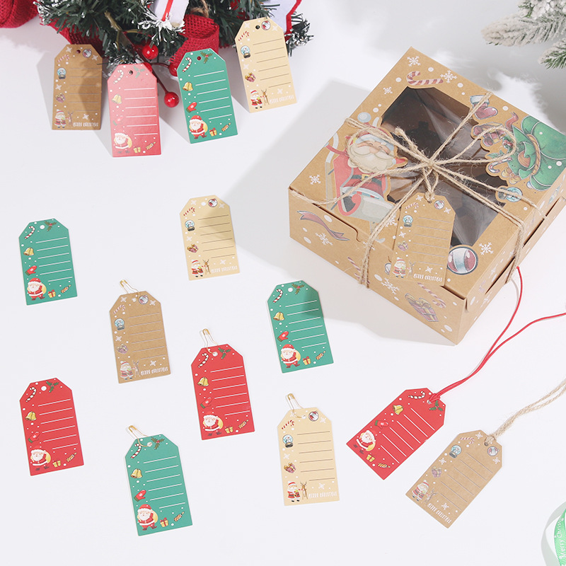 Box printing China custom embossed christmas decoration hang paper tag for clothing brand