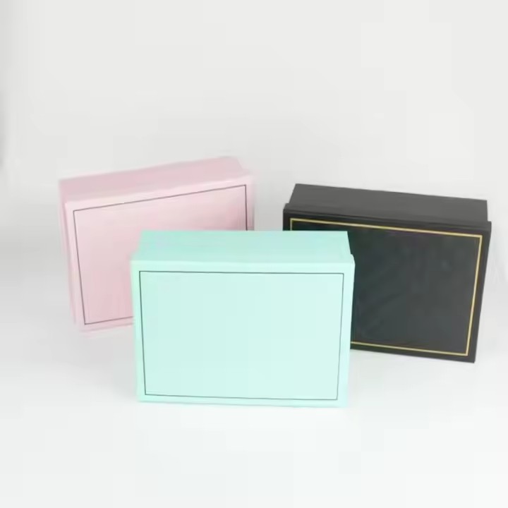 Box printing cheap cosmetic beauty rectangular packaging makeup beautiful gift box with ribbon