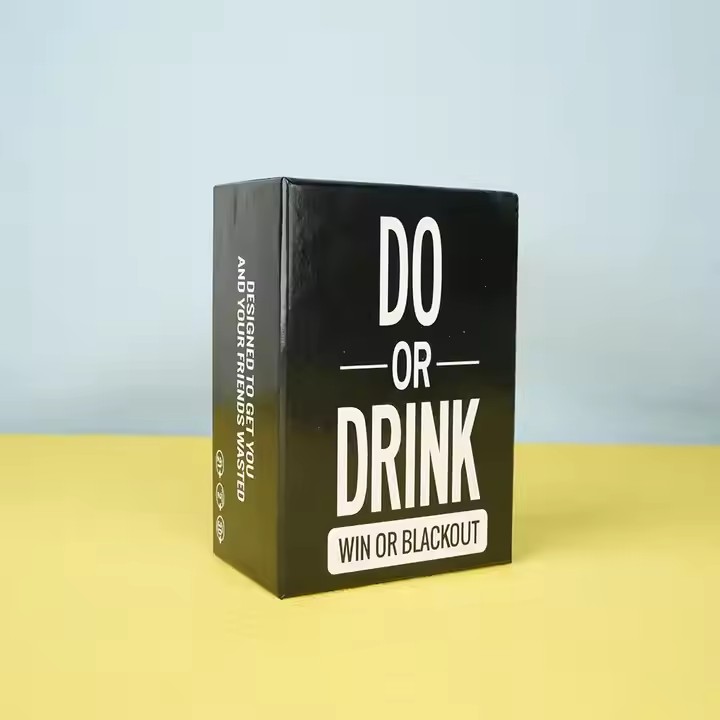 Box printing custom printing waterproof black board games Do or Drink deck playing card with box
