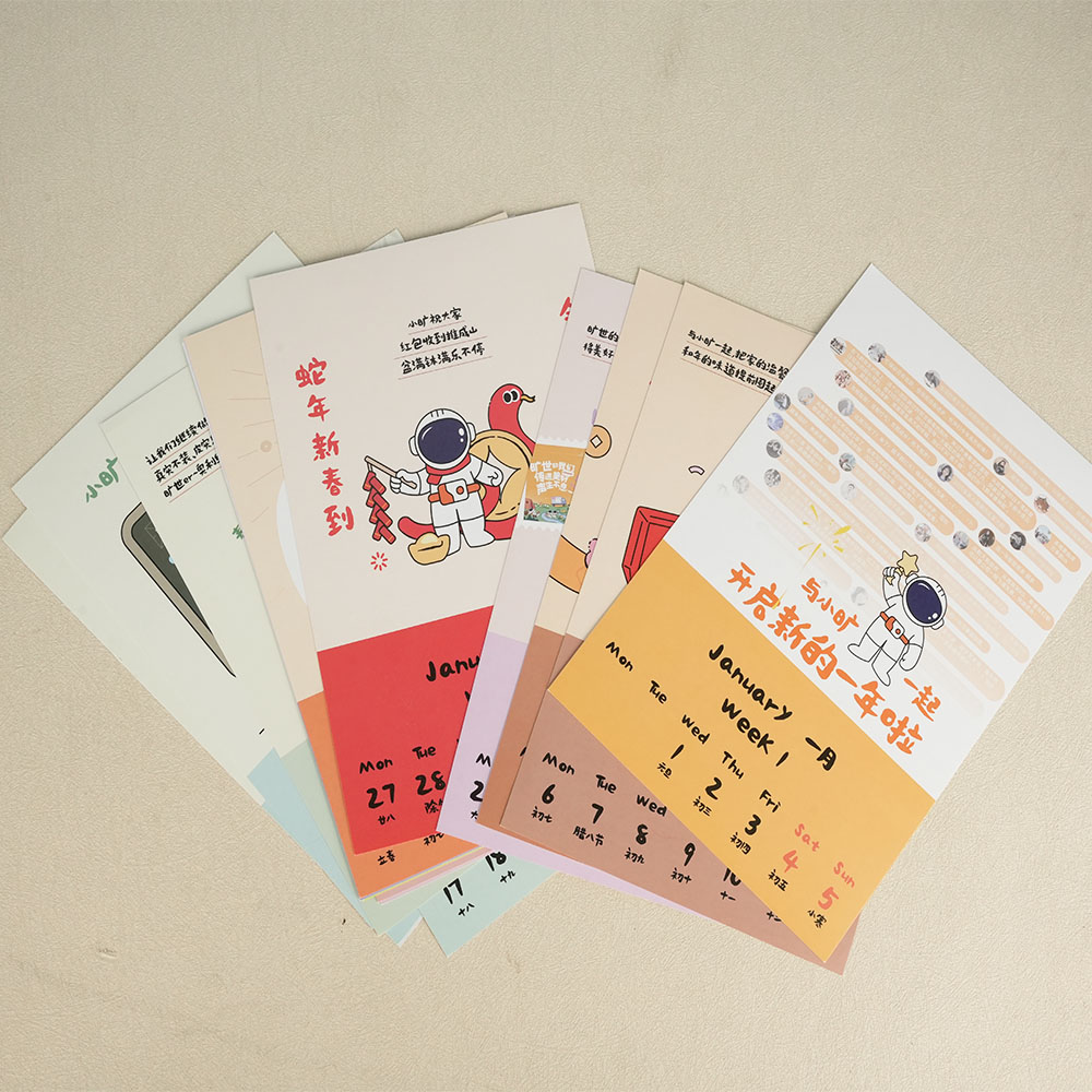 Box printing chinese customized creative 2025 tear off 365 day 300grams paper rotating desk year daily weekly planners calendar