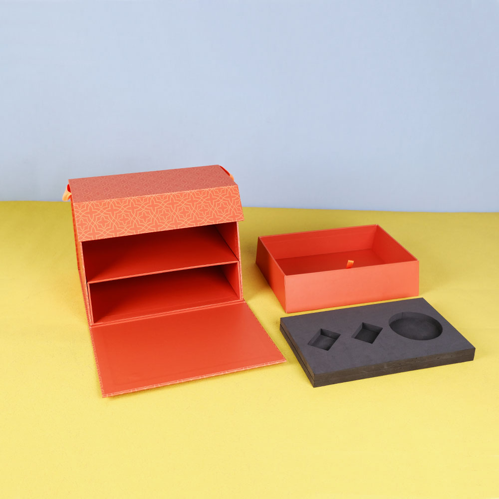 Box Printing High End Custom Trapezoid Magnetic Double Layered Drawer Gift Rigid Paper Box Package with Inseart and Handle