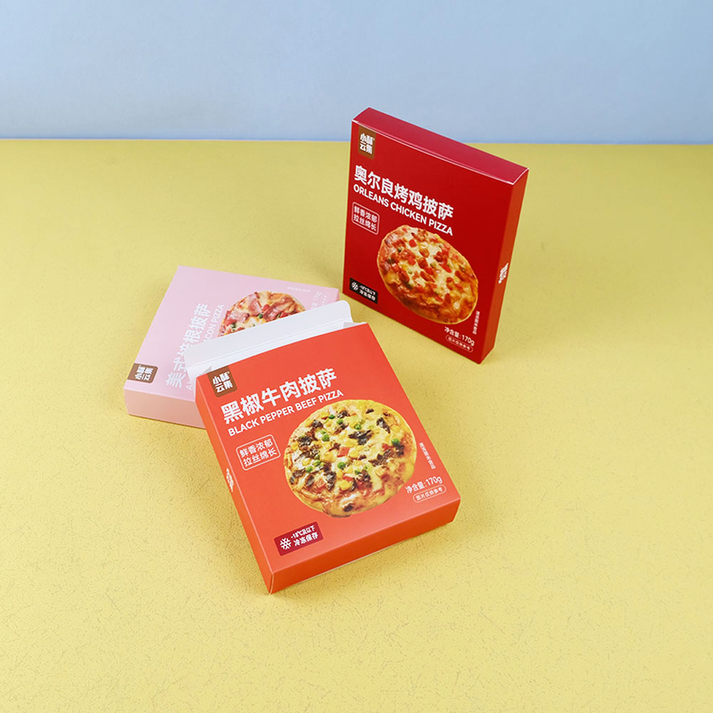 Box Printing Custom Minus 40 Frozen Burger Pizza Cardboard Paper Double Tuck Boxes for Packaging Frozen Pies with Matte Laminate