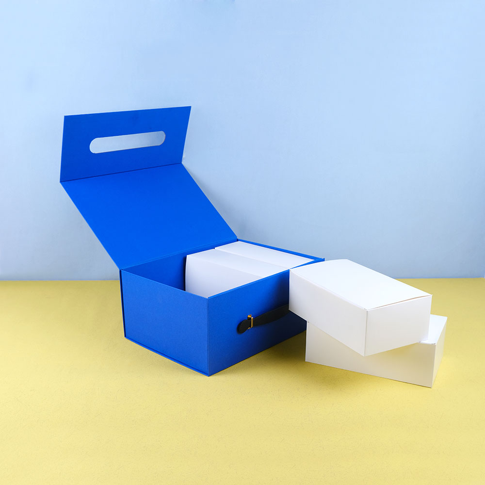 Box Printing Custom Packaging Rigid Folding Magnet Closure Rollover Gift Cardboard Paper Boxes for Present with Inseart and Handle