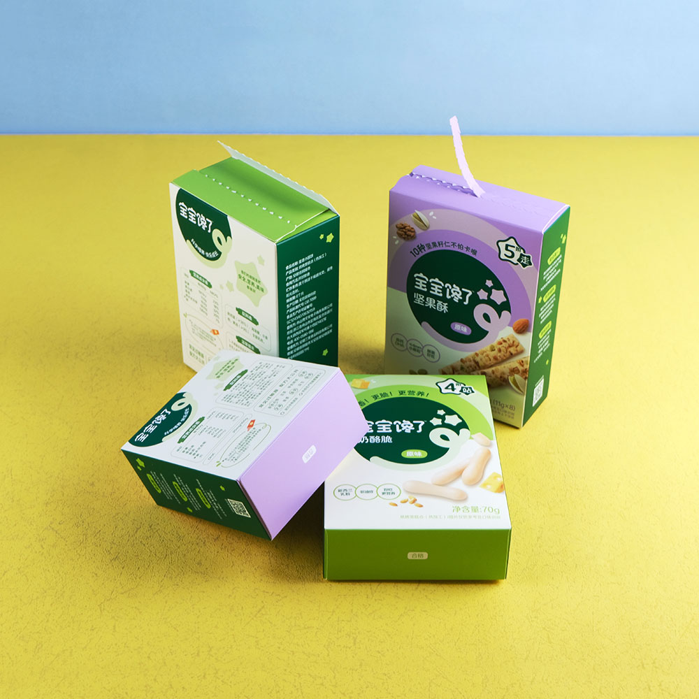 Box Printing Custom Baby Food Biodegradable Matte Limnation CMYK Cardboard Paper Zip Packaging Boxes with Tear Zip Opening