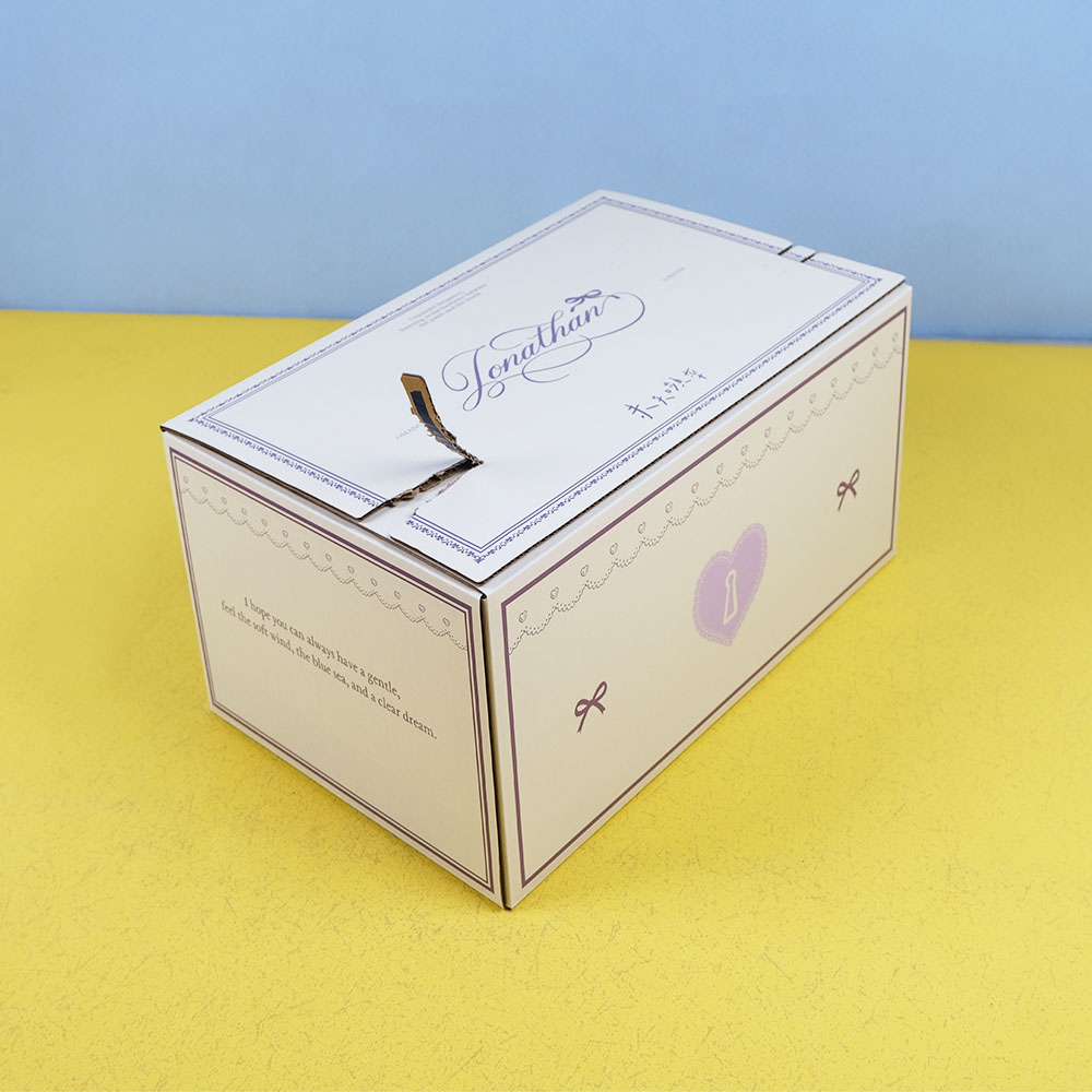 Box Printing Custom Tear Off Zipper Beige Mailer Carton Shipping Corrugated Cardboard Packaging Gift Boxes