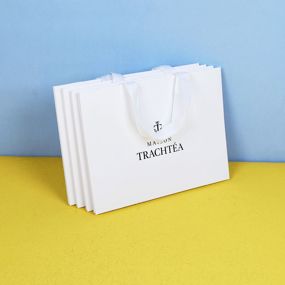 Box Printing Custom Luxury Shopping Full Print Cardboard Coated Paper Packaging Bags with Your Own Logo and Ribbon Handles