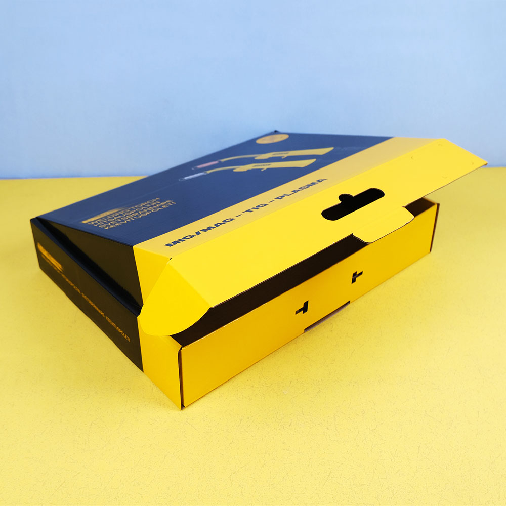 Box Printing Custom Empty Foldable Corrugated Glossy Lamination CMYK Carton Electrical Tools Set Tuck Box with Handle