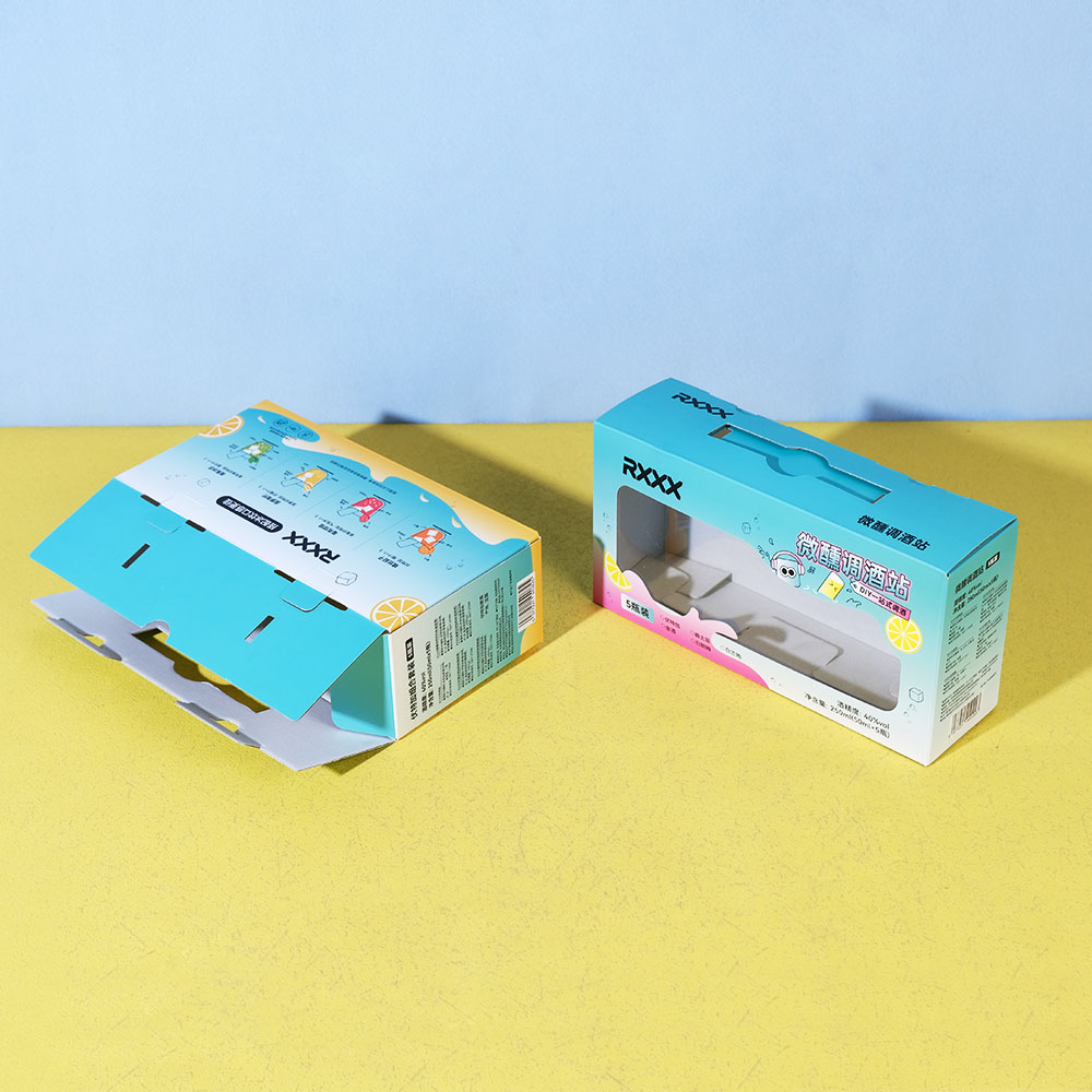Box Printing Custom CMYK Matte Lamination White Corrugated Cardboard Paper Drink Vodka Wine Packaging Box with Window and Handle