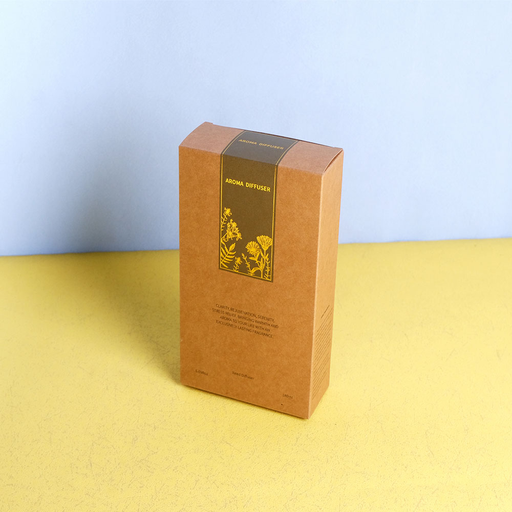 Box Printing Custom Kraft Board Paper 100ml Home Fragrance Scented Reed Diffuser Perfume Bottles Hot Stamping Box Packaging with Insert Tray