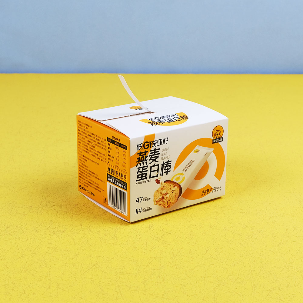 Box Printing Custom 200g Cardboard Paper Chocolate Honey Oat Bar Peanut Butter Nut Almond Butter Tear Strip Box Packaging