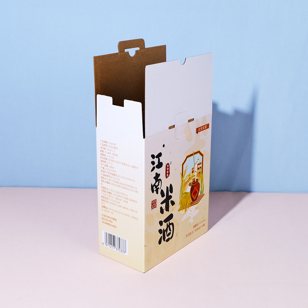 Box Printing Custom CMYK Alcohol Liquor Drink Bottle Set Gift Corrugated Cardboard Paper Packaging Boxes with Handle