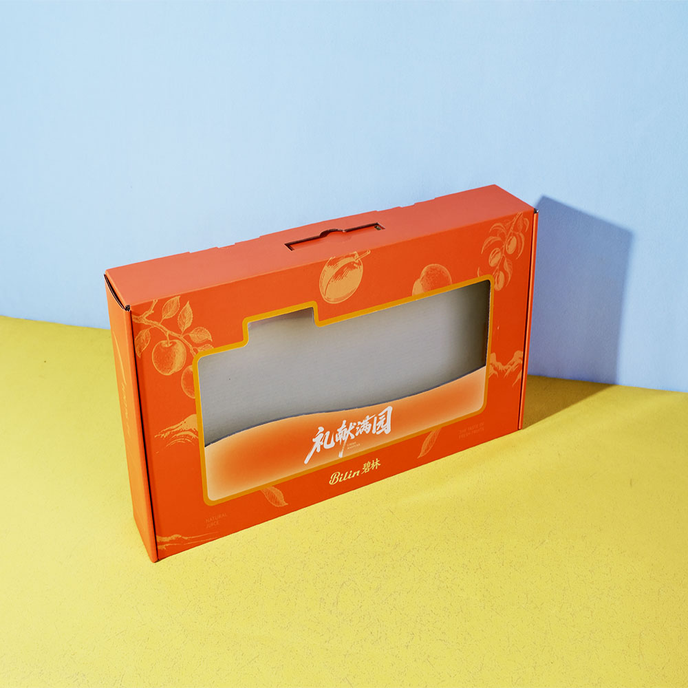 Box Printing Custom Rigid Corrugated Drinks Gift Kraft Cardboard Paper Boxes with Transparent Window and Handle