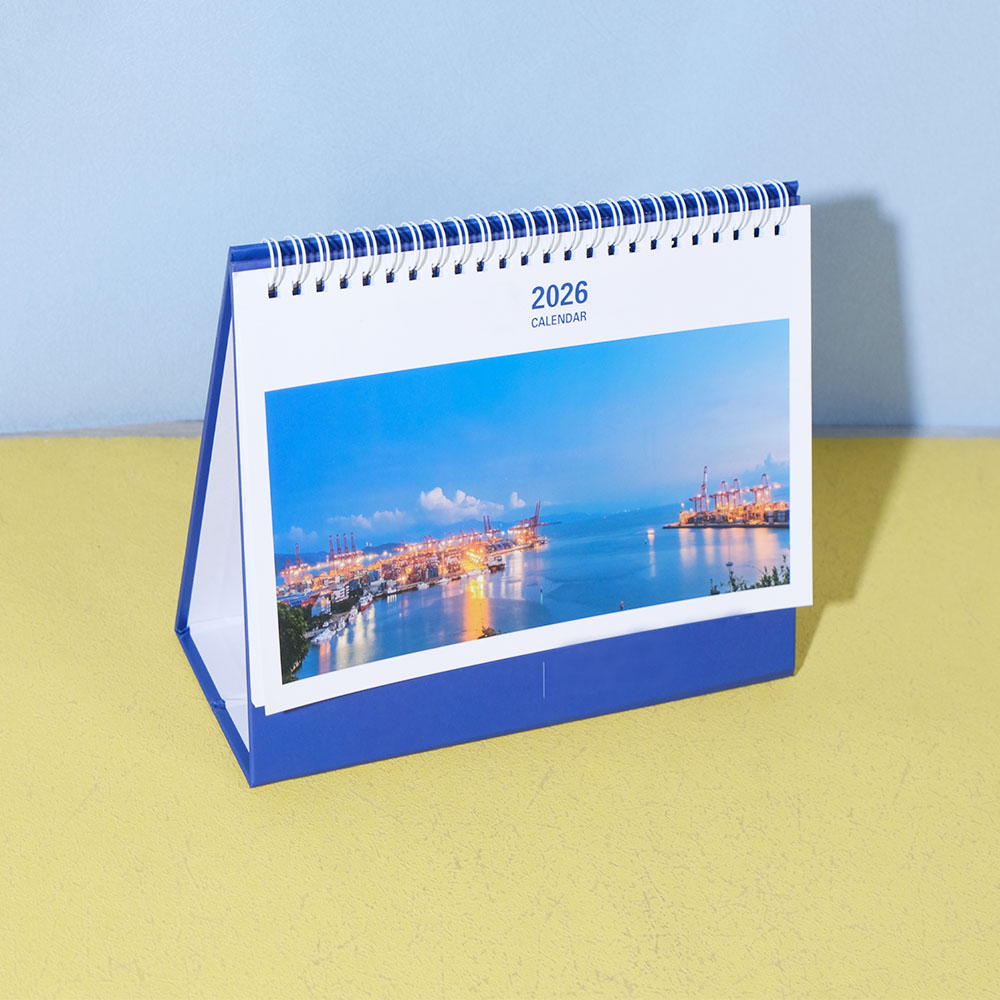 Box Printing Custom New Year Fantasy Aesthetic Whiteboard Coated Paper CMYK Spiral Binding Flip Office Desk Calendar