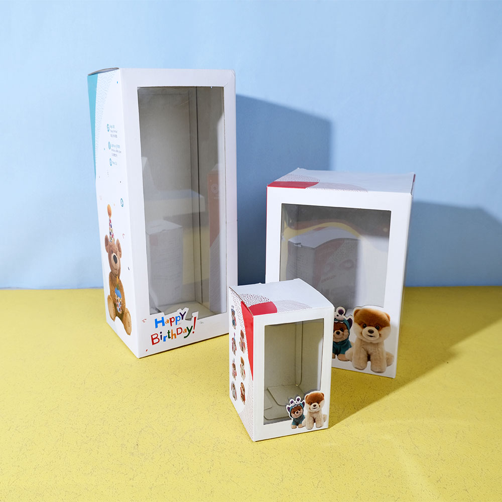 Box Printing Custom Children Child Kids Baby Paper Corrugated Cardboard Gift Christmas Plush Blind Toy Packaging Box with Window