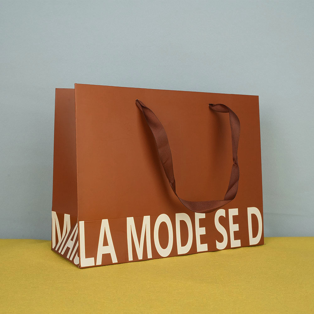 Box Printing Custom Luxury Environment Friendly Protection Brown Coated Paper Shopping Handbag Bags with Your Own Logo
