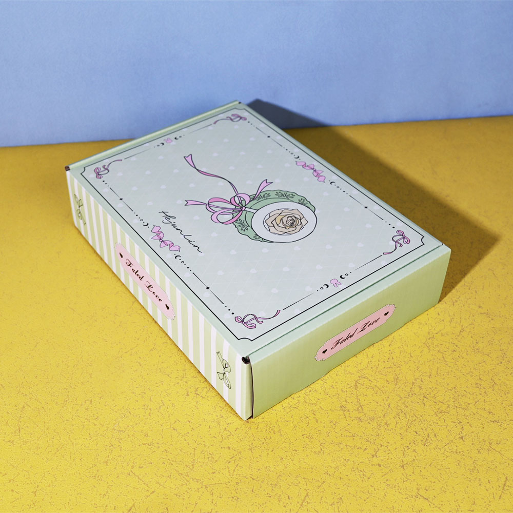 Box Printing Custom Biodegradable FSC RoHS Cardboard Corrugated Colored Foldable Flower Love Gift Mailer Shipping Box Packaging