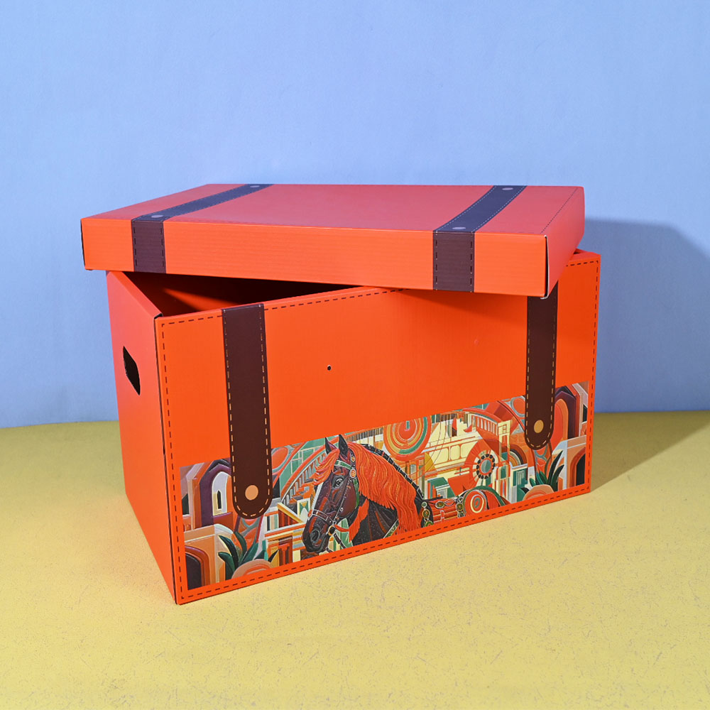 Box Printing Custom CMYK Hot Stamping Corrugated Cardboard Lid and Base Christmas Ramadan Eid Gift Box Packaging with Handle