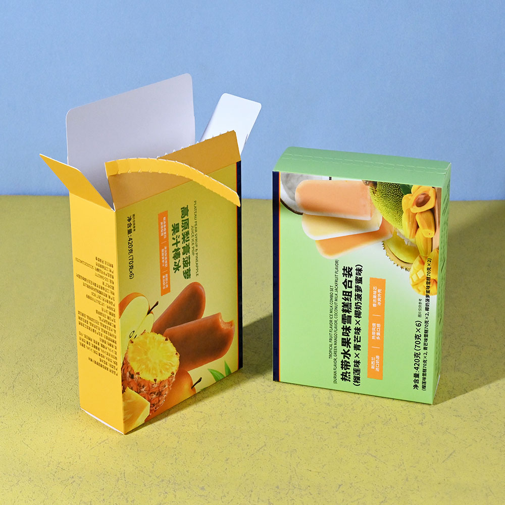 Box Printing Custom ISO22000 ISO9001 FSC CMYK Matte Lamination Ice Cream Foldable White Cardboard Paper Zip Tear Box Packaging