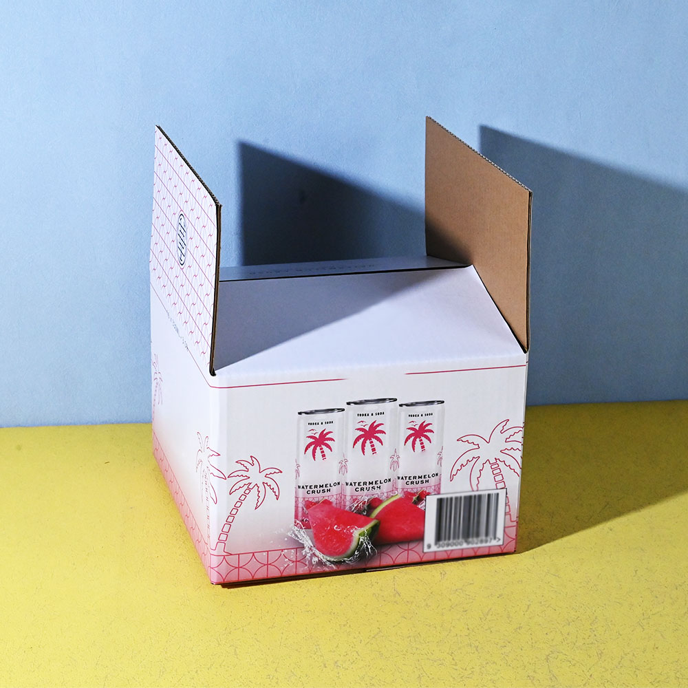 Box Printing Custom RoHS Corrugated Cardboard FSC ISO22000 12 Cans 24 Cans Vodka Bottle Drink Beverage Packaging Boxes