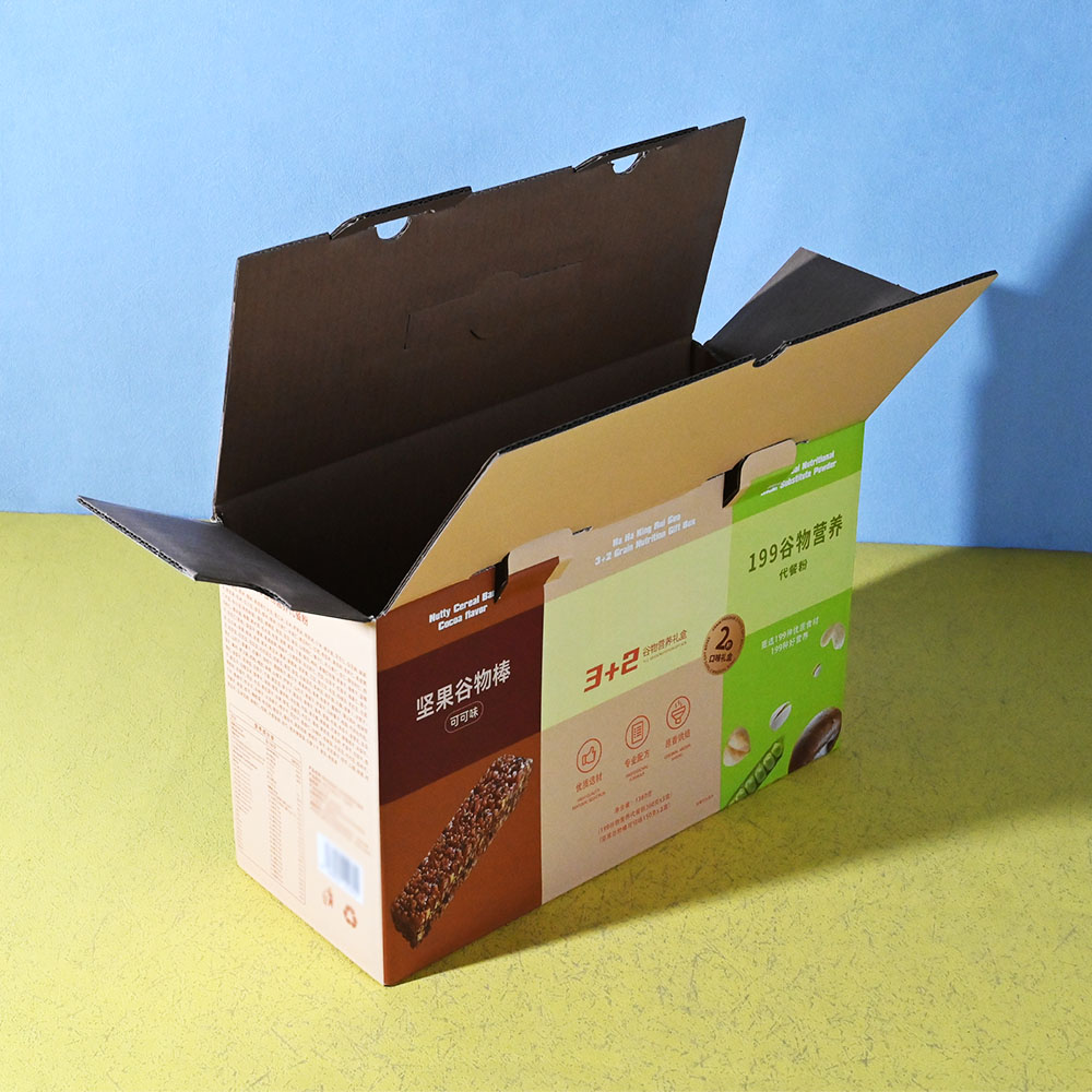 Box Printing Custom ISO22000 RoHS Recycled Corrugated Cardboard FSC Nuts and Grains Food Carton Box Packaging with Handle