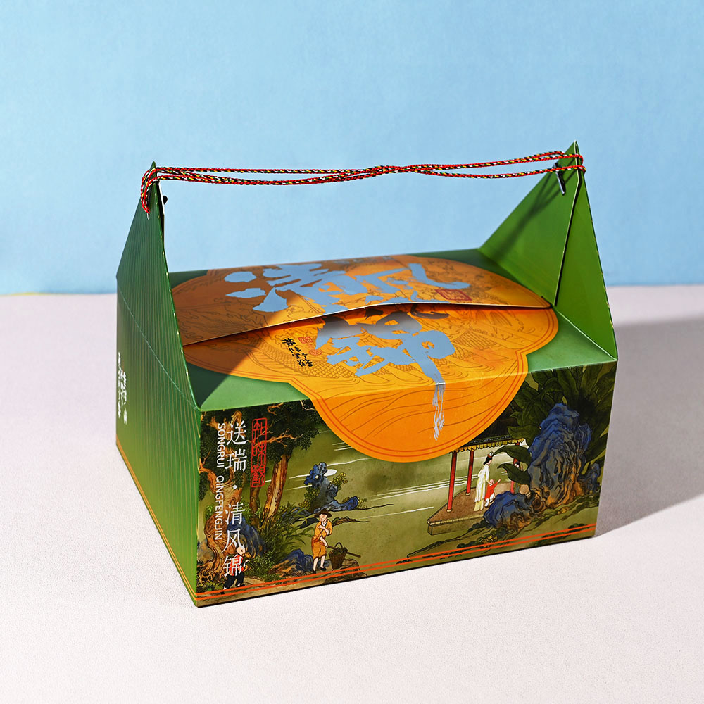 Box Printing Custom ISO22000 FSC RoHS CMYK Hot Stamping White Cardboard Folding Festival Gift Box Packaging with Rope Handle