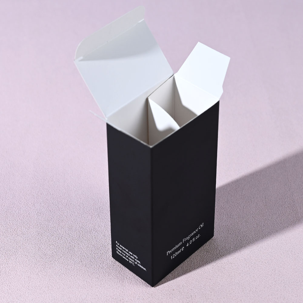 Box Printing Custom FSC RoHS Empty Perfume Folding Black White Cardboard Paper Packaging Box with Insert Divider Box Printing Custom FSC RoHS Empty Perfume Folding Black White Cardboard Paper Packaging Box with Insert Divider