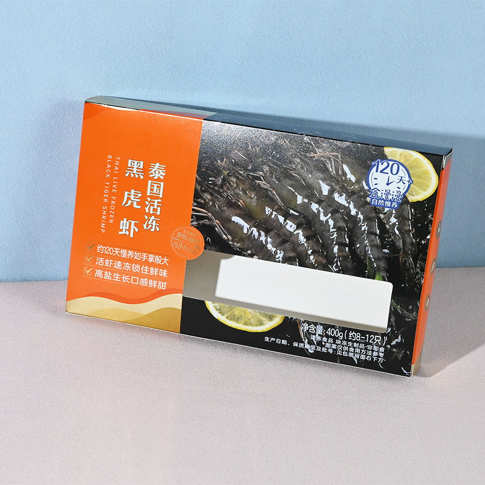 Box Printing Custom ISO9001 ISO22000 FSC Cardboard Whiteboard Frozen Vannamei Shrimp Paper Packaging Boxes with Window