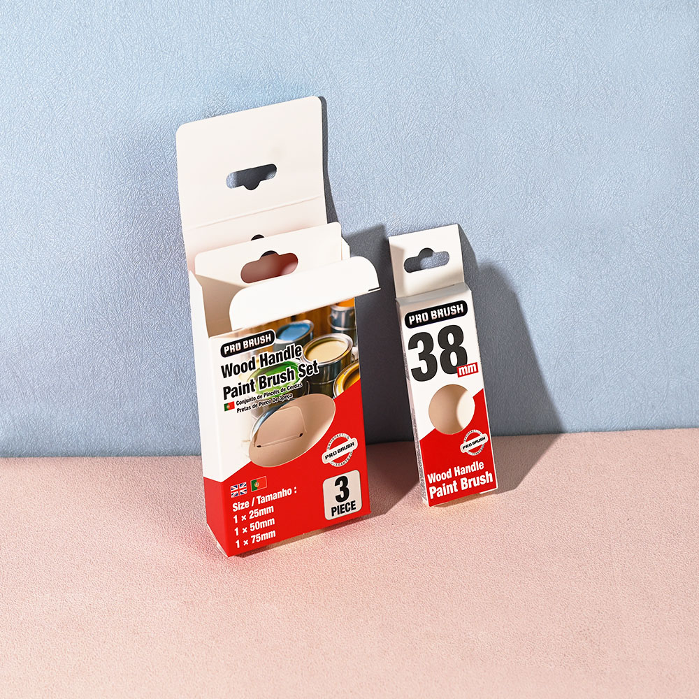 Box Printing Custom FSC Paper 3PCS Paint Brush Set White Cardboard Foldable Hanging Box Packaging with Window Box Printing Custom FSC Paper 3PCS Paint Brush Set White Cardboard Foldable Hanging Box Packaging with Window