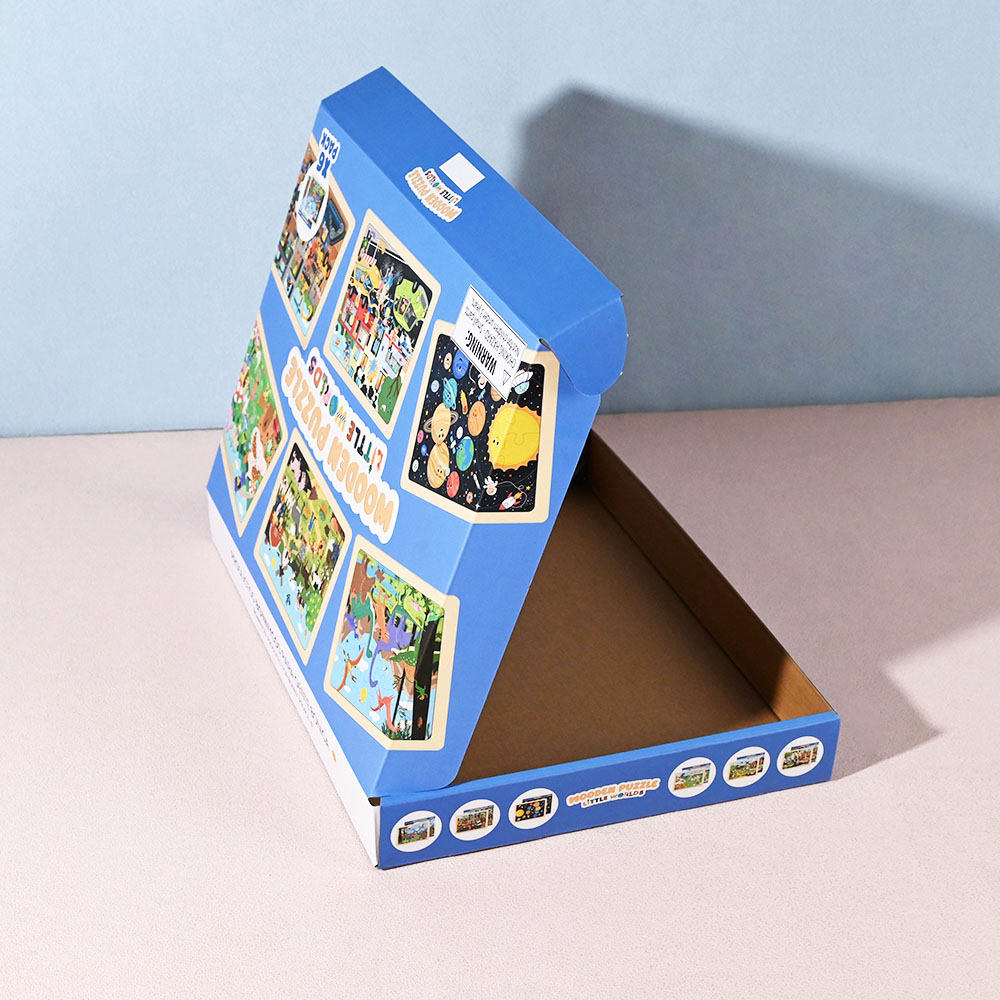Box Printing Custom FSC ISO45001 RoHS CMYK Foldable Corrugated Board Paper Children Wooden Educational Puzzle Mailer Boxes