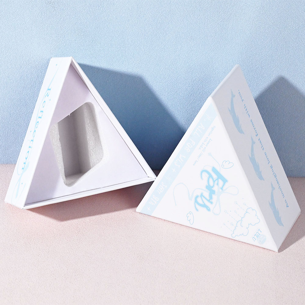 Box Printing Custom ISO22000 FSC RoHS Triangle Shaped Coated Paper Lid and Bottom Rigid Cosmetics Gift Boxes with Insert